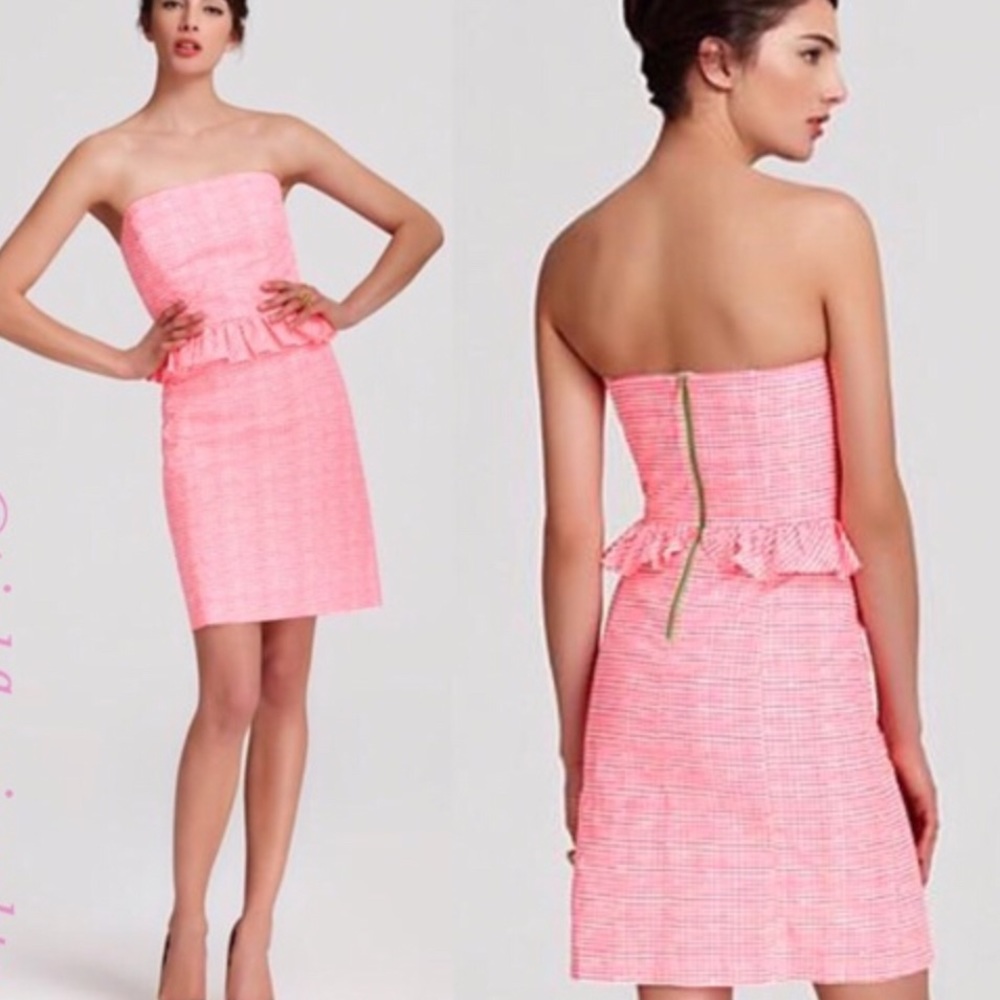 Lilly Pulitzer Pink Gingham Ruffle Dress